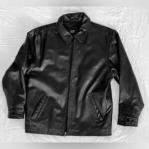 GAP Y2K 90s Vintage Boxy Black Leather Jacket size Medium